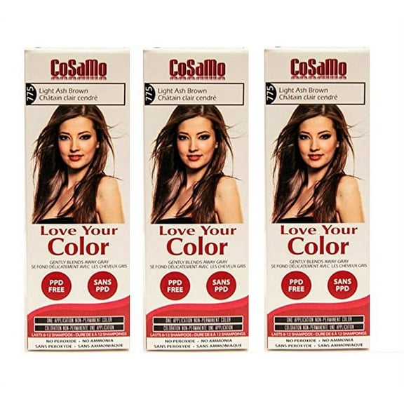 CoSaMo - Love Your Color Non-Permanent Hair Color 775 Light Ash Brown - 3 oz. (Pack of 3)   Makeup Blender Stick, 12 Pcs