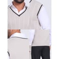 thumbnail image 7 of DARING DIVA Men's Solid Color V-Neck Sleeveless Cable Knitted Sweater Vest M Beige, 7 of 7