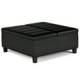 thumbnail image 5 of Ellis 36 inch Wide Contemporary Square Coffee Table Storage Ottoman in Distressed Black Vegan Leather, 5 of 13