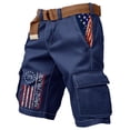 thumbnail image 3 of Havenx Retro Independence Day Flag Cargo Shorts for Men American Flag Print Shorts with Multi Pockets Distressed Washed Pants Cross Patriotic 250 Years Of Freedom Clothes,Navy 3XL, 3 of 4