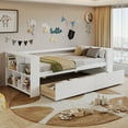 thumbnail image 2 of EUROCO Wood Twin Size Daybed with 2 Shelves and Drawers, White, 2 of 16