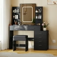 thumbnail image 1 of CazToi LED Vanity Desk Makeup Table with Drawers Mirror Stool & Charging Station, 1 of 8