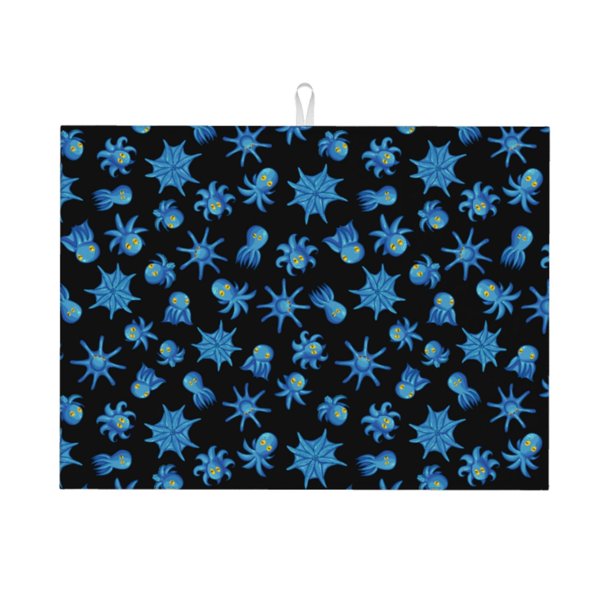 Balery Blue Octopus Alfombrilla de Secado para Cocina, 18x24 Pulgadas, Súper Absorbente para Platos y Encimeras