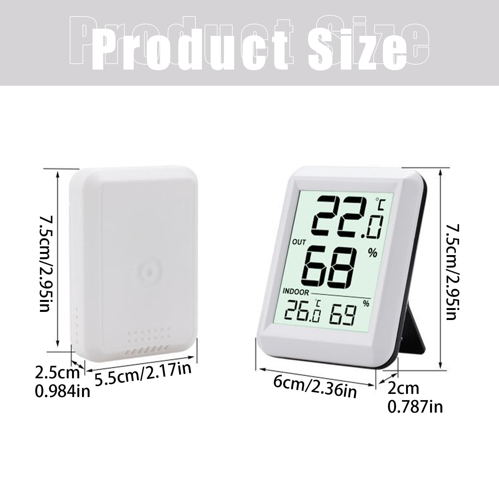 Indoor Outdoor Thermometer Hygrometer Wireless Weather Station, Temperature Humidity Monitor, ℃/℉ Switch for Home, Office, Bedroom