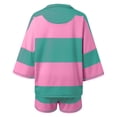 thumbnail image 4 of Lkhaha Womens Workout 2 Piece Outfits Striped Lounge Set Oversized Matching Top and Shorts Tracksuits Dark Green S, 4 of 6