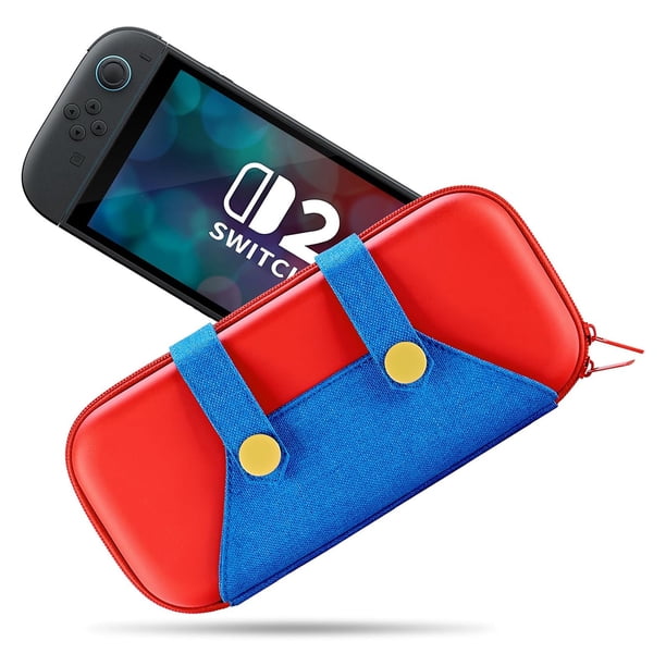 Funda Protectora Compatible Para N-Switch-2, Estuche de viaje Rigido color Rojo y Azul, Portacartuchos Switch-2