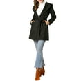 thumbnail image 5 of INSPIRE CHIC Women's Winter Faux Suede Lapel Hooded Wrap Belted Long Trench Coat L Black, 5 of 6