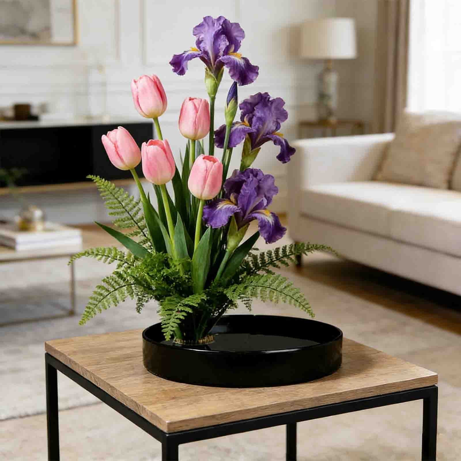 Weloille Black Flower Pot and Planter Insert Set, Drainage Hole Design Plant Container, Creative Gardening Combination Planting Pot, for Indoor Succulent Herb Flower Home Decoration