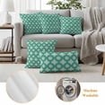 thumbnail image 6 of Teal Green Floral Outdoor Waterproof Pillow Covers, Spring Flowers Modern Abstract Art Farmhouse Decorative Square Throw Pillowcase Sofa Cushion Sham for Patio/Couch/Chair, 18"x18" 2 Pack, 6 of 8
