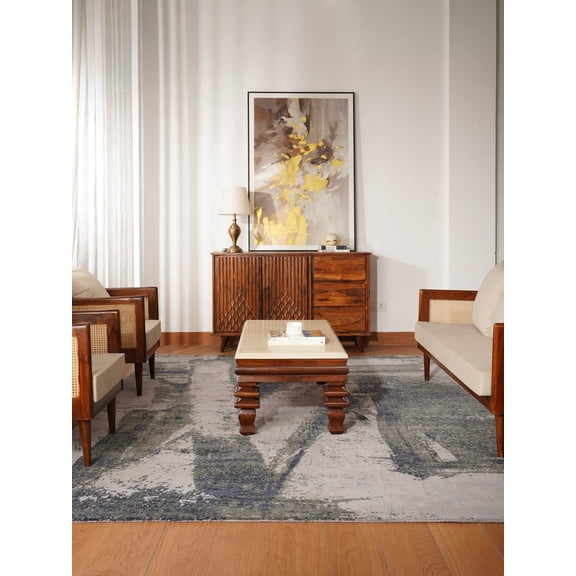 Rugsotic Carpets Hand Knotted Wool Area Rug 3'x5' Multicolor Abstract Rectangle Indoor Rug for Living Room, Bedroom Antimicrobial HM0032