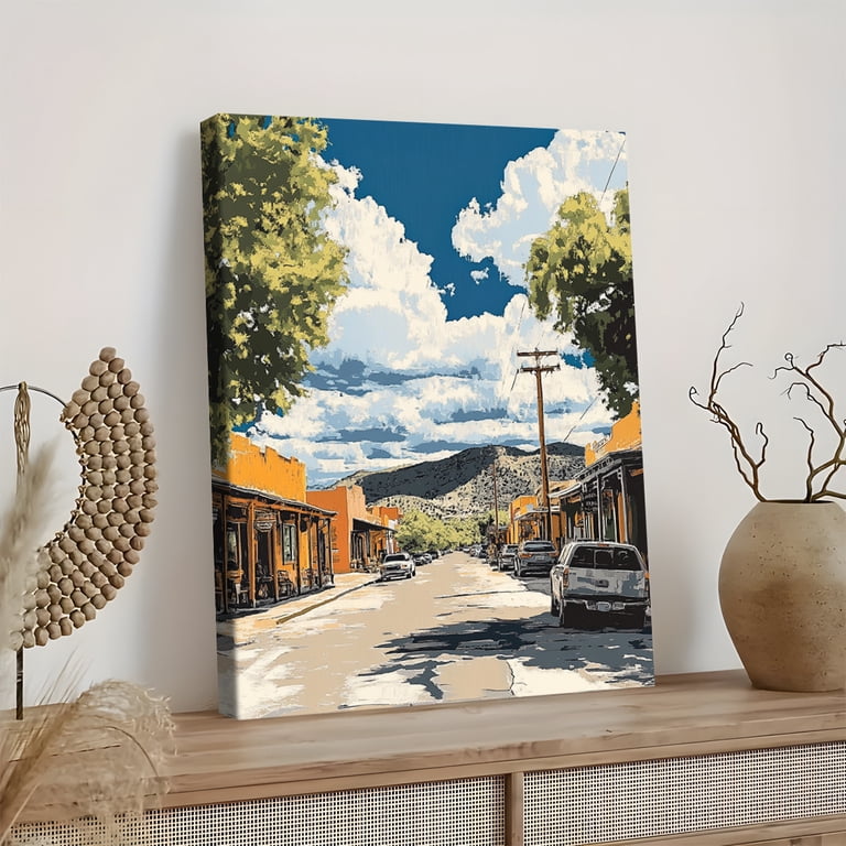 Southwest Town Street Scene Canvas Art Print， Perfect for Living