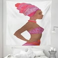 thumbnail image 1 of African Tapestry, Zulu Woman Bandage Dress Necklace Female Illustration, Fabric Wall Hanging Decor for Bedroom Living Room Dorm, 5 Sizes, Dark Coral Chocolate, by Ambesonne, 1 of 1