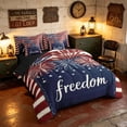 thumbnail image 2 of Manfei Fireworks Full Size Bedding Sets, Freedom Print Flag Stripe Full Size Bed in a Bag, Red White Blue, Black Reversible 7-Piece, 2 of 6