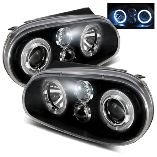 For 99-05 VW Golf/GTI/99-02 Cabrio MK4 Black Dual Halo Projector ...