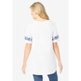 thumbnail image 2 of Woman Within Plus Size Embroidered Split-Neck Tunic, 2 of 6