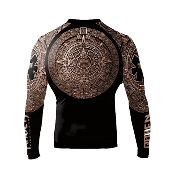 Raven Fightwear Men's Aztec Ranked Rash Guard MMA BJJ Brown