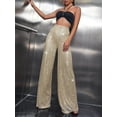thumbnail image 6 of Xuanfei Women Sequin High Waist Wide Leg Stretchy Long Length Lounge Trousers Pants, 6 of 7