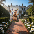 thumbnail image 5 of 30x45Watercolor Art Groundhog Garden Flag Rustic Woodland Animal Yard Flag Floral Motif Wildflower Garden Banner for Garden Decoration, Front Porch Accent, Spring Celebration, 5 of 9