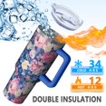 thumbnail image 5 of OBREWU Pioneer Flower Tumbler with Handle and Lid,Pioneer Flower 40oz Double Wall Vacuum Insulated Tumbler,Cups Gift for Women and Men, 5 of 7