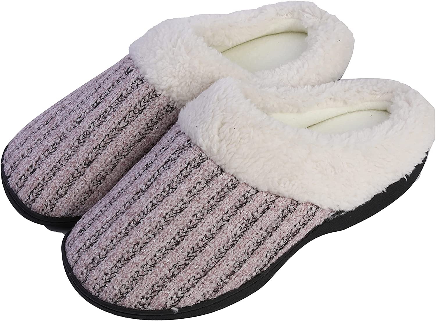 Roxoni Womens House Slippers Knit Fleece Lined House Shoes Cozy Clog ...