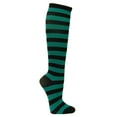 thumbnail image 3 of COUVER Women 0.5" Stripe Fashion Costume Knee High Socks, Black / Teal, 1 Pair, 9-11, 3 of 6