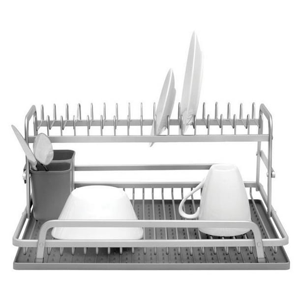 Ta Da 6698427 12.31 in. Aluminum & Silicone Dish Rack & Mat Set