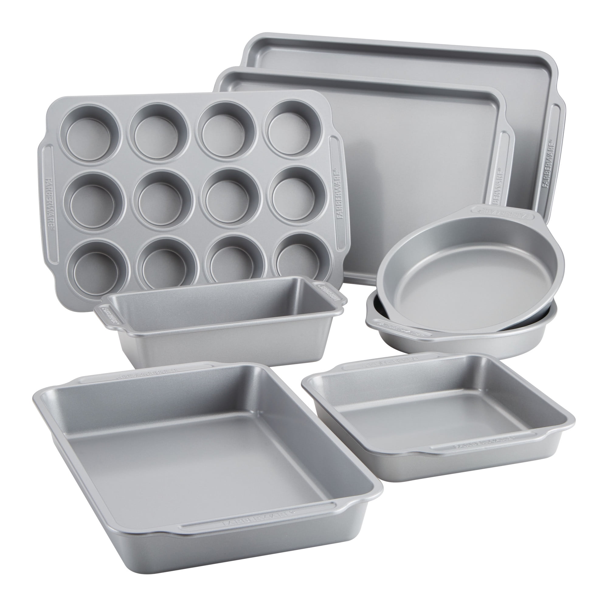 Farberware 8 Piece Nonstick Bakeware Set, Gray