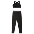 thumbnail image 4 of TiaoBug Kids Girls 2 Pcs Gymnastics Dance Outfits Workout Sport Bra Crop Tank Top with Rhinestones Leggings Athletic Sportswear B Black 16, 4 of 5