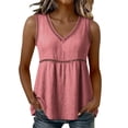 thumbnail image 2 of ClodeEU Women's V Neck Sleeveless Cutout Peplum Tank Top,Solid Color Casual Tunic Blouse Hot Pink,Women's Plus XL, 2 of 7