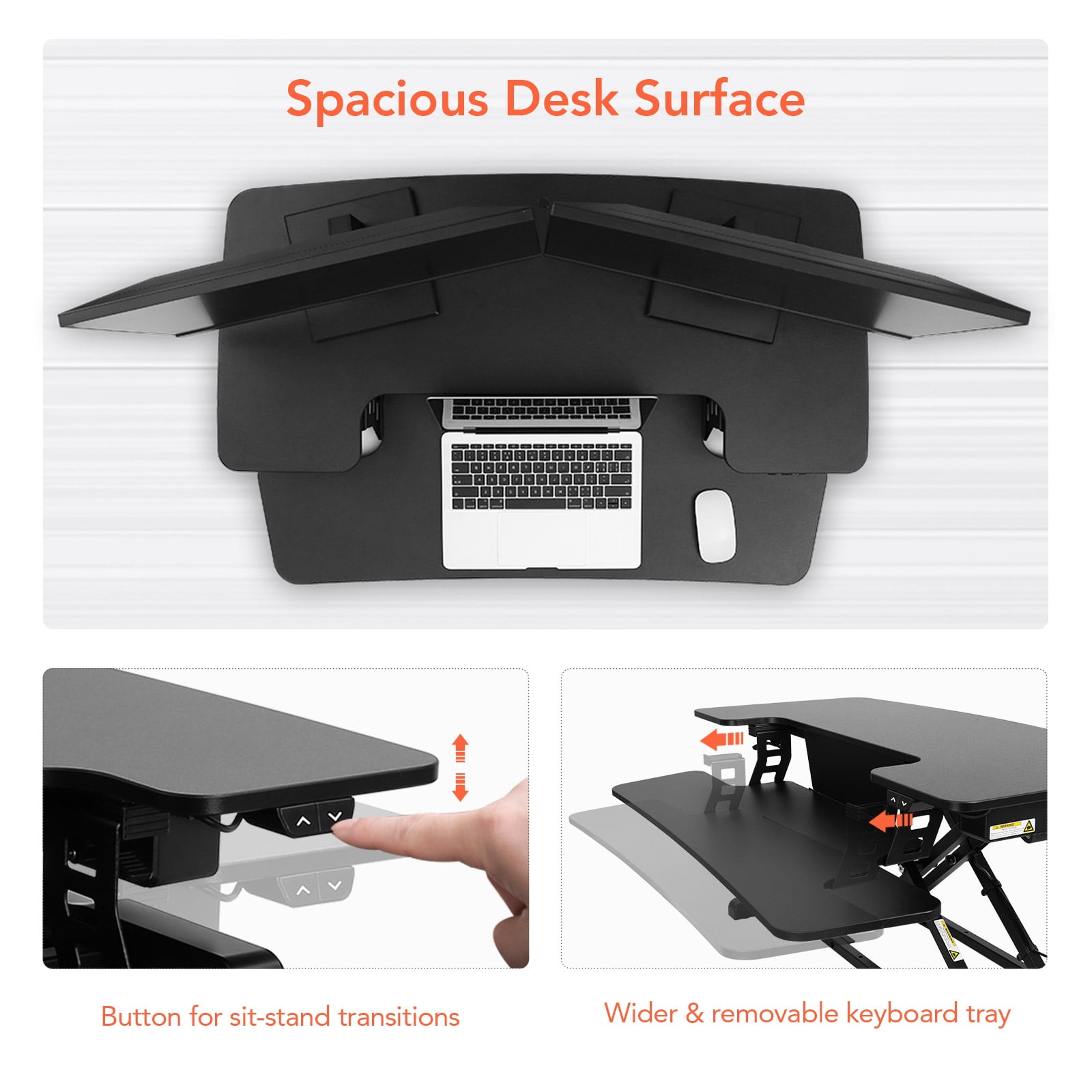 FLEXISPOT Motorized Home Office Standing Desk Converter Computer Desk Riser Black 40