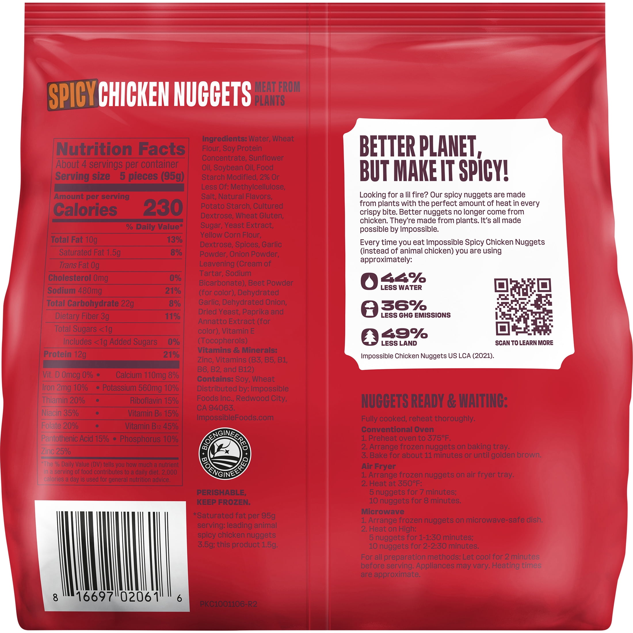 Impossible Foods Spicy Chicken Nuggets Meat from Plants, Fully Cooked, 13.5 oz