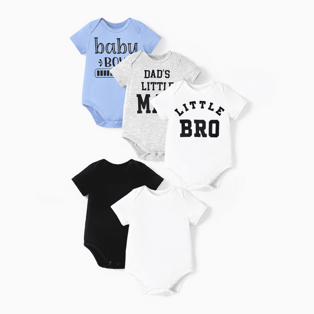 PatPat Bambou Lot de 5 Barboteuse Décontractée pour Bébé Garçon/fille