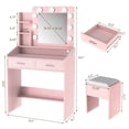 thumbnail image 4 of EDTara Vanity Desk with Mirror and Lights, White Makeup Vanity with 2 Drawers, 3 Light Mode and Brightness Adjusted, Makeup Table for Bedroom, Desk and Chair, 4 of 8