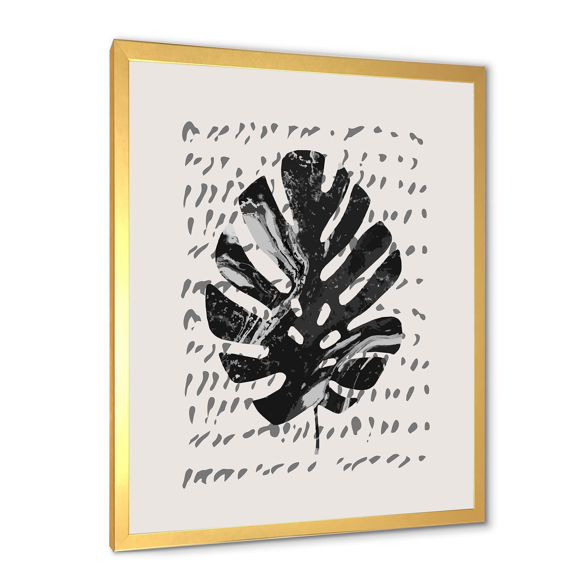 Designart 'Minimal Tropical Palm Leaf Over Grunge Texture' Tropical Framed Art Print