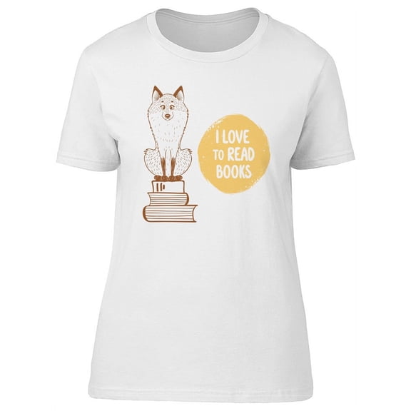 I Love To Read Books Cute Fox T-Shirt Women -Image by Shutterstock, Female Large