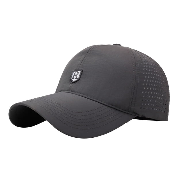 Gorra de béisbol de secado rápido con protección solar UPF, hebilla trasera ajustable y malla transpirable para actividades al aire libre.