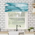 thumbnail image 4 of Marble Texture Valances for Windows Blue Green Minimalist Lines Rod Pocket Curtain Valance Window Treatment Short Curtains for Kitchen Living Room, 42"x18", 4 of 5