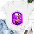 thumbnail image 4 of Hazbin Hotel Moda Mujer Casual Impreso Manga Corta Cuello Redondo Pullover Tops Blanco/2XL, 4 of 4