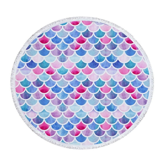 Harliver Microfiber Beach Towels, Oversized Round Hawaiian Beach Blanket Sand Free Quick Dry Circle Bath Towel Absorbent Tropical Meditation Rug Yoga Mat Throw Fringe Tapestry, 59 Inch