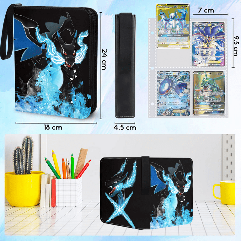 Card Binder For Pokemon Card, 4 Pockets Up To 400 Trading Card Binder Holder  Compatible For Pokemon Cards, Portable Waterproof Card Storage Bag With S
