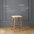 thumbnail image 3 of Nathan James Barker Counter Height Solid Wood Barstool with Upholstered Cushion, Backless Island Stool with Rubberwood Legs and Natural Textured Linen Upholstery for Kitchen, Brown/White, 3 of 7
