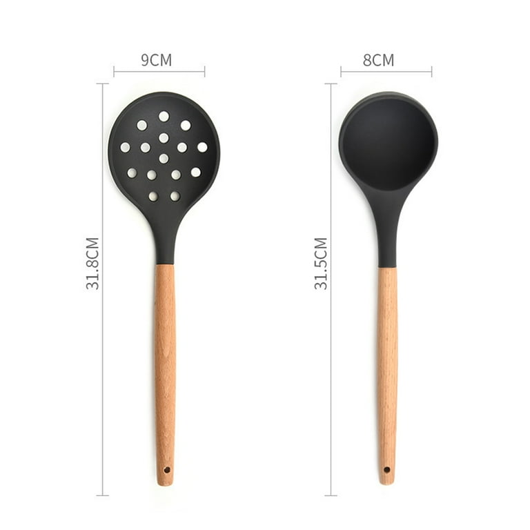 2PCS Silicone Kitchen Cooking Utensil Set for Countertop,Wooden Cook  Gadgets Kitchen Utensils