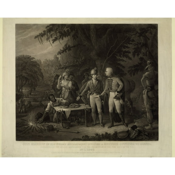 Print: Gen. Marion In His Swamp Encampment Inviting A British Officer To