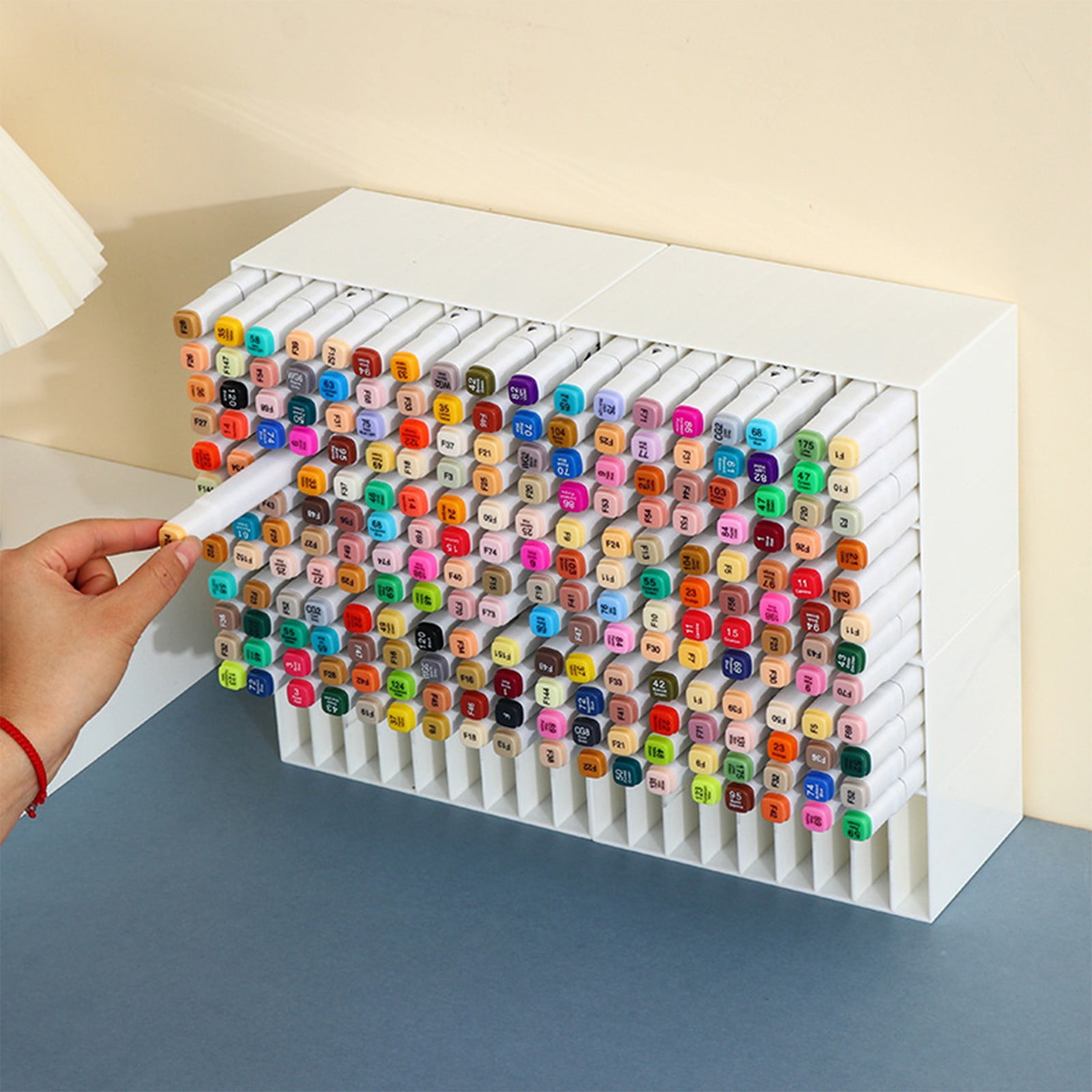 Bizhua Marker Pen Storage Rack Cacrylic Marker Storage Rack Acrylic Double Layer Mark Pen Storage Box 18 Compartments Desktop Art Marker Pen Pencil Divider Organizer Home