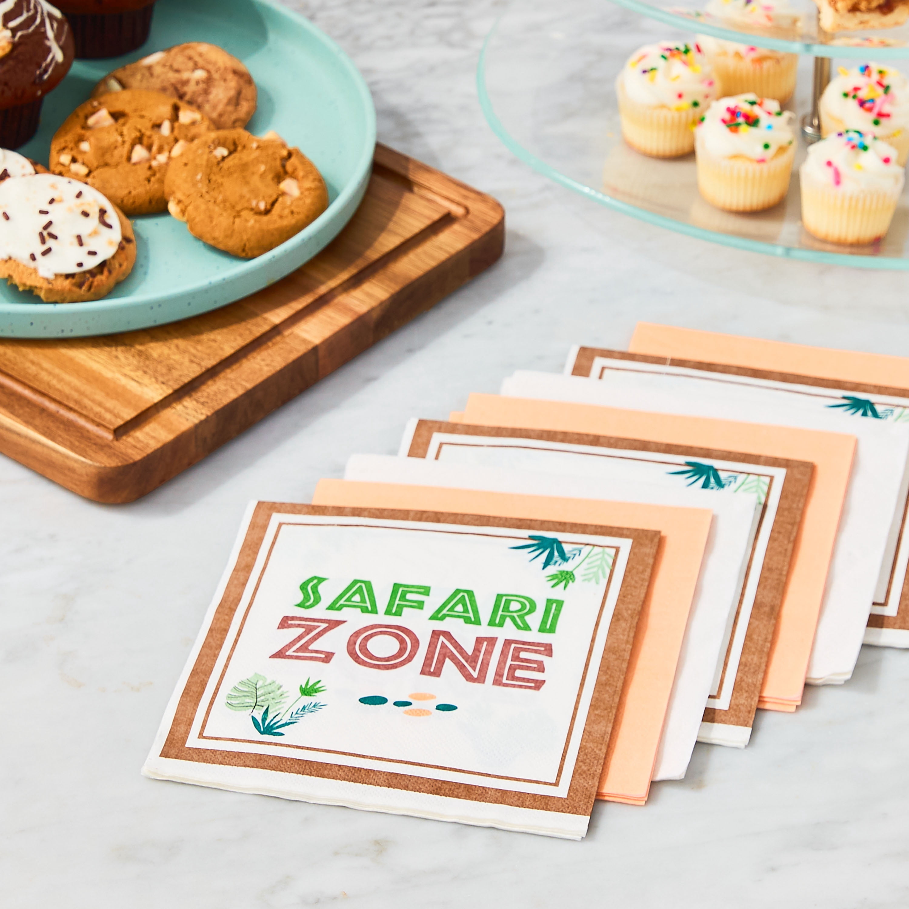 6.5" x 6.5" Disposable Multicolor Safari Zone Paper Napkins, 16 Count, by Way To Celebrate