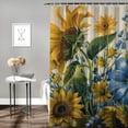 thumbnail image 2 of Orinice Sunflowers Bluebells Vase Bathroom Decor Set with Hooks, Colorful Luxurious Polyester Fabric Shower Curtain Set for Chic Modern Bathroom Decor, 100% Polyester Fiber, Multi Size 36x72, 2 of 7
