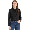 thumbnail image 1 of Allegra K Camisas Abotonadas Para Mujer Blusa De Satén Con Cuello Anudado Tops Casuales De Negocios Negro S, 1 of 6