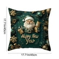 thumbnail image 3 of Christmas Throw Pillow Covers Dark Green Xmas Cushion Covers 18x18in, Rustic Reindeer Snowman Santa Cushion Cases Vintage Decorative Pillow Cases, 3 of 6