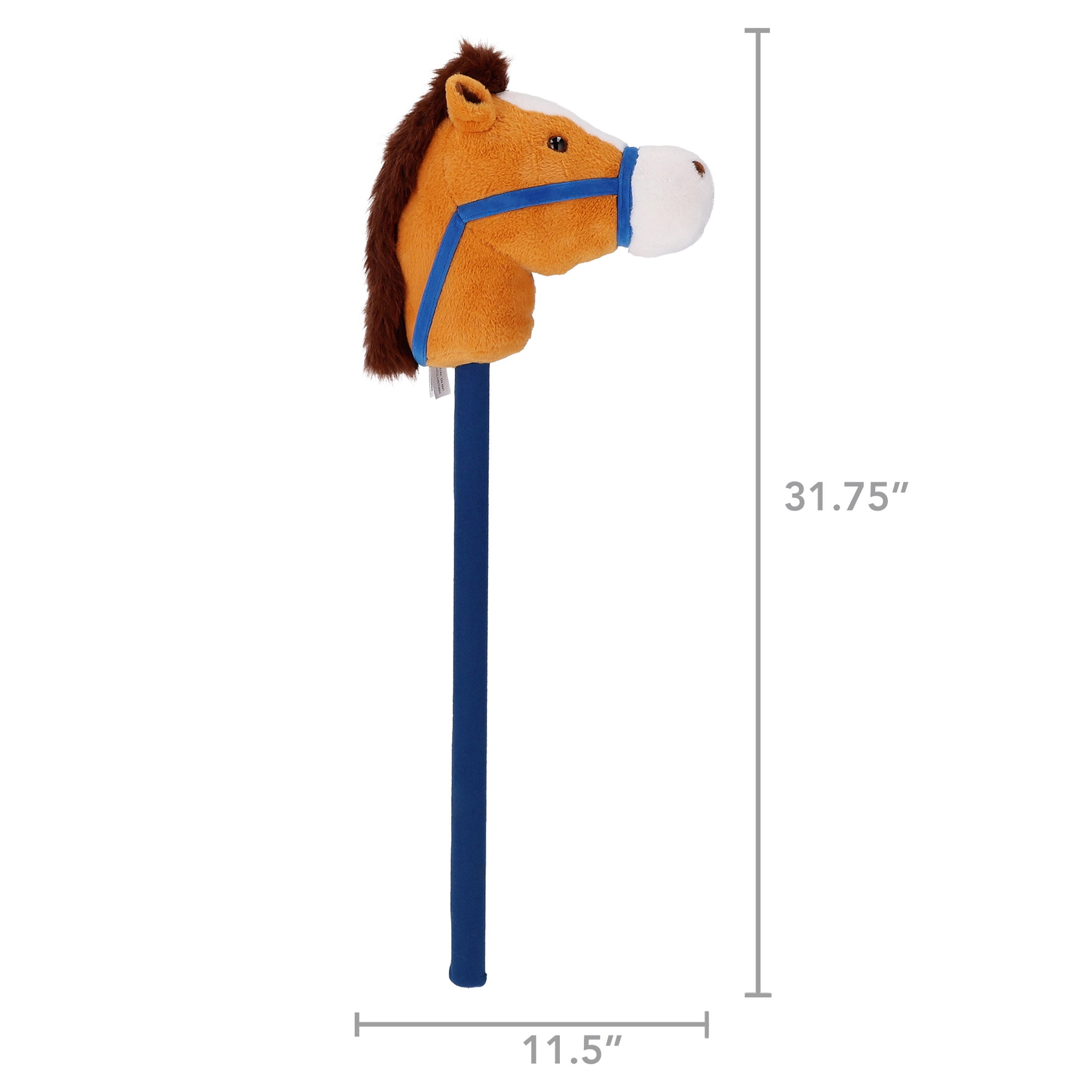 Kid Connection Plush Riding Stick Horse, Brown , 33inch H