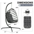 thumbnail image 4 of RADIATA Outdoor Foldable Hanging Egg Chair with Stand, PE Wicker Swing Chair with Cushion and Headrest, 350 lbs Capacity,Dark Gray, 4 of 9